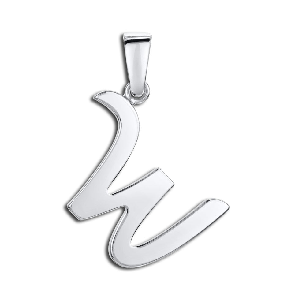 Amberta Silver Alphabet Letter W Pendant