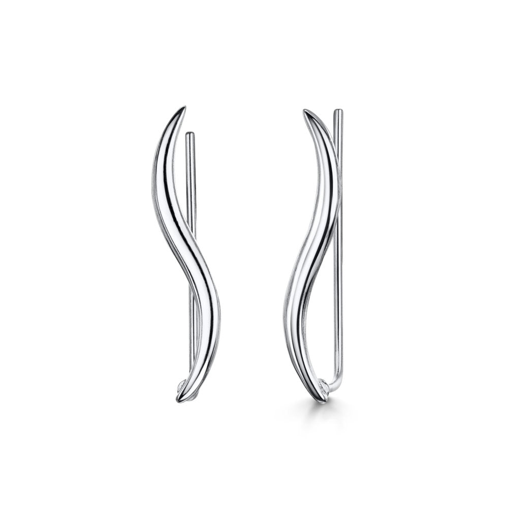 Amberta Silver Wavy Vine Climber Earrings