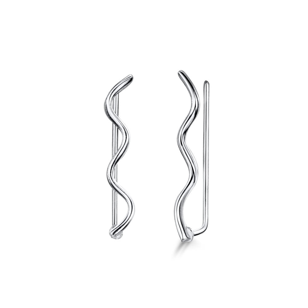 Amberta Silver ZigZag Climber Earrings