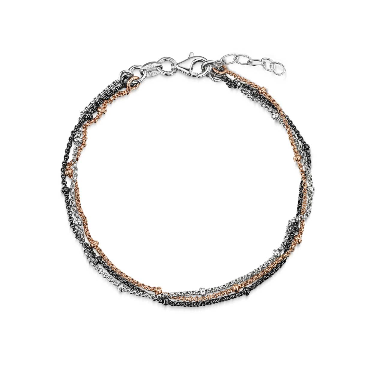 Amberta Silver Multilayer Bracelet with Beads