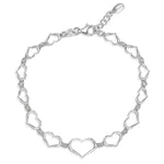 Amberta Silver Multi Heart Bracelet