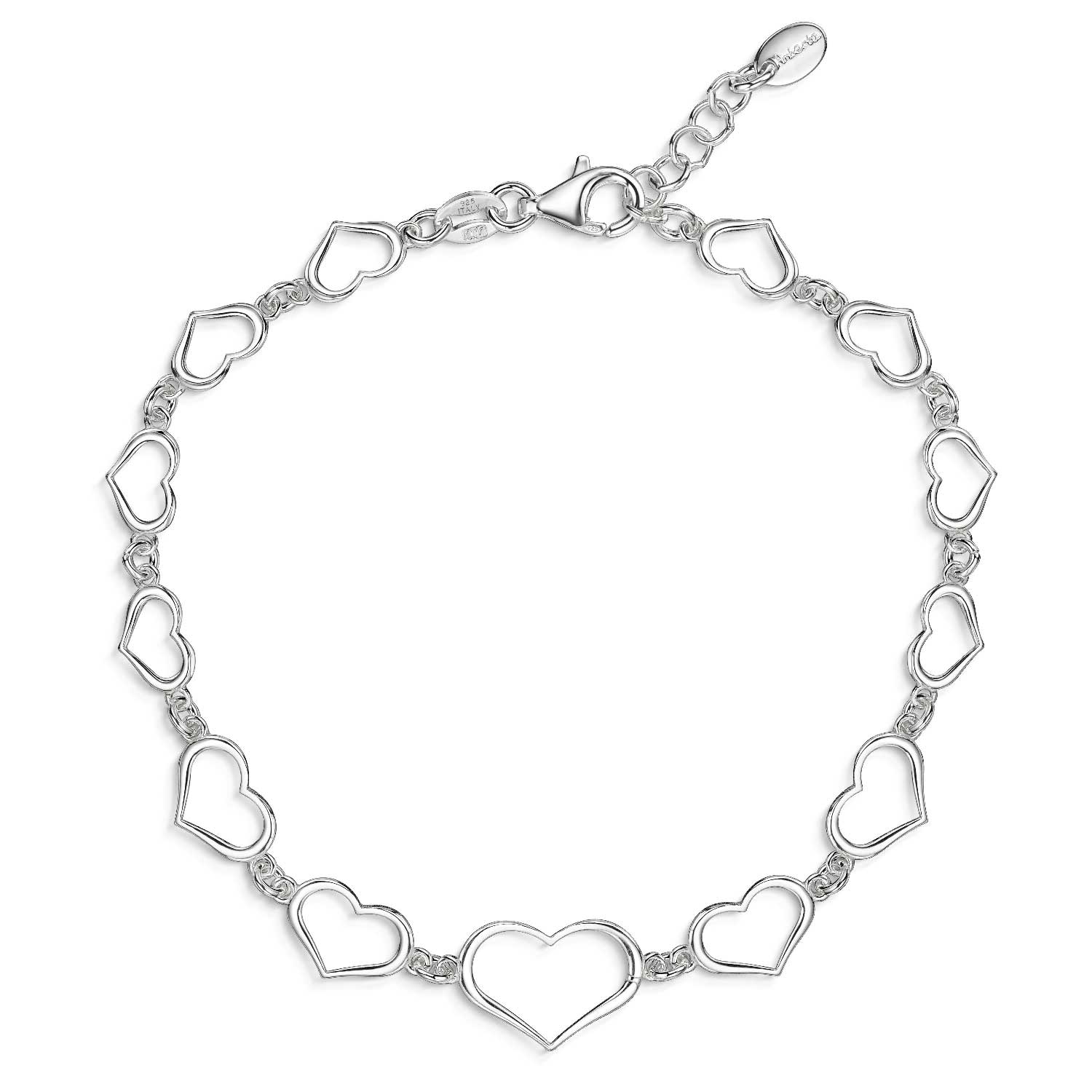 Amberta Silver Multi Heart Bracelet