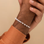 Half Coffee Bean Chain & Half Pearl Bracelet in Sterling Silver Model 2