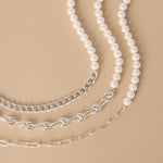 Half Curb Chain & Half Pearl Bracelet in Sterling Silver Collection