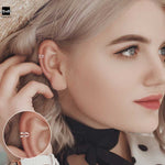 Amberta Silver Two Row Cuff Earring Model