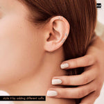 Amberta Silver Double Row Cuff Earring Model