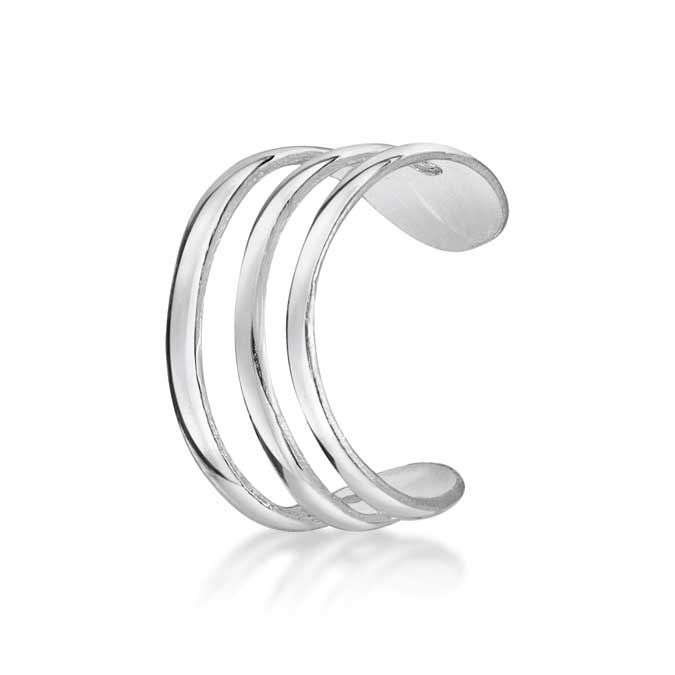 Amberta Silver Three Tier Cuff Earring