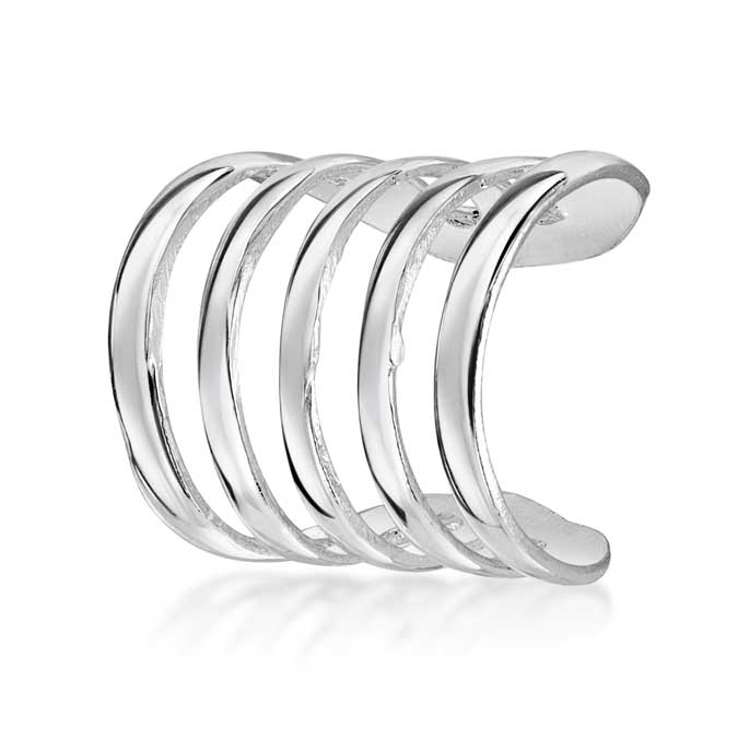 Amberta Silver Five Row Cuff Earring