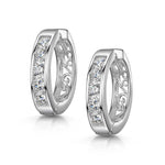 Amberta Silver Openwork Pave Hoop Earrings