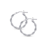 Silver Textured Hoops with post notch.