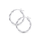 Silver Polished Twisted Hoops with post notch.