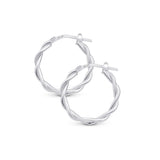 Silver Polished Twisted Hoops with post notch.