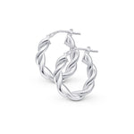 Silver Oval Polished Twisted Hoops with post notch.