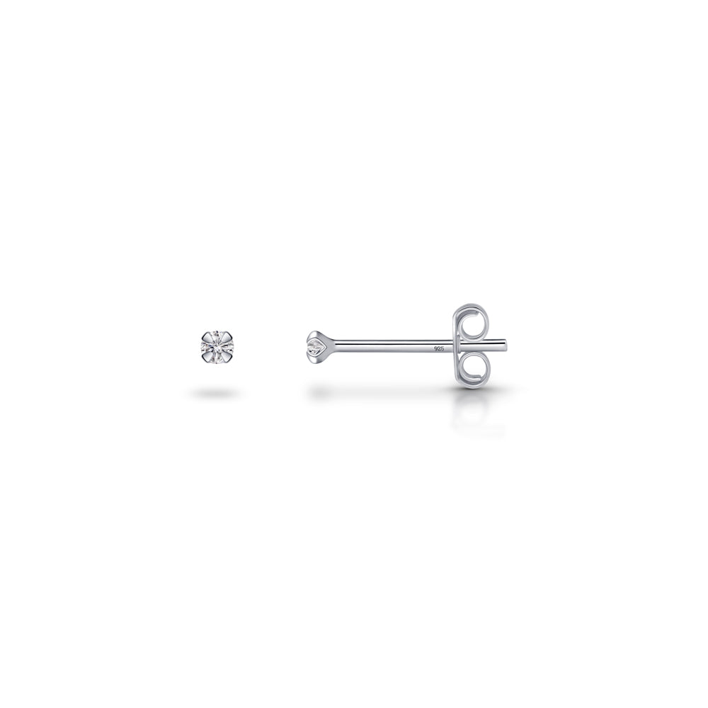 Silver Stud Earrings with April Birthstone