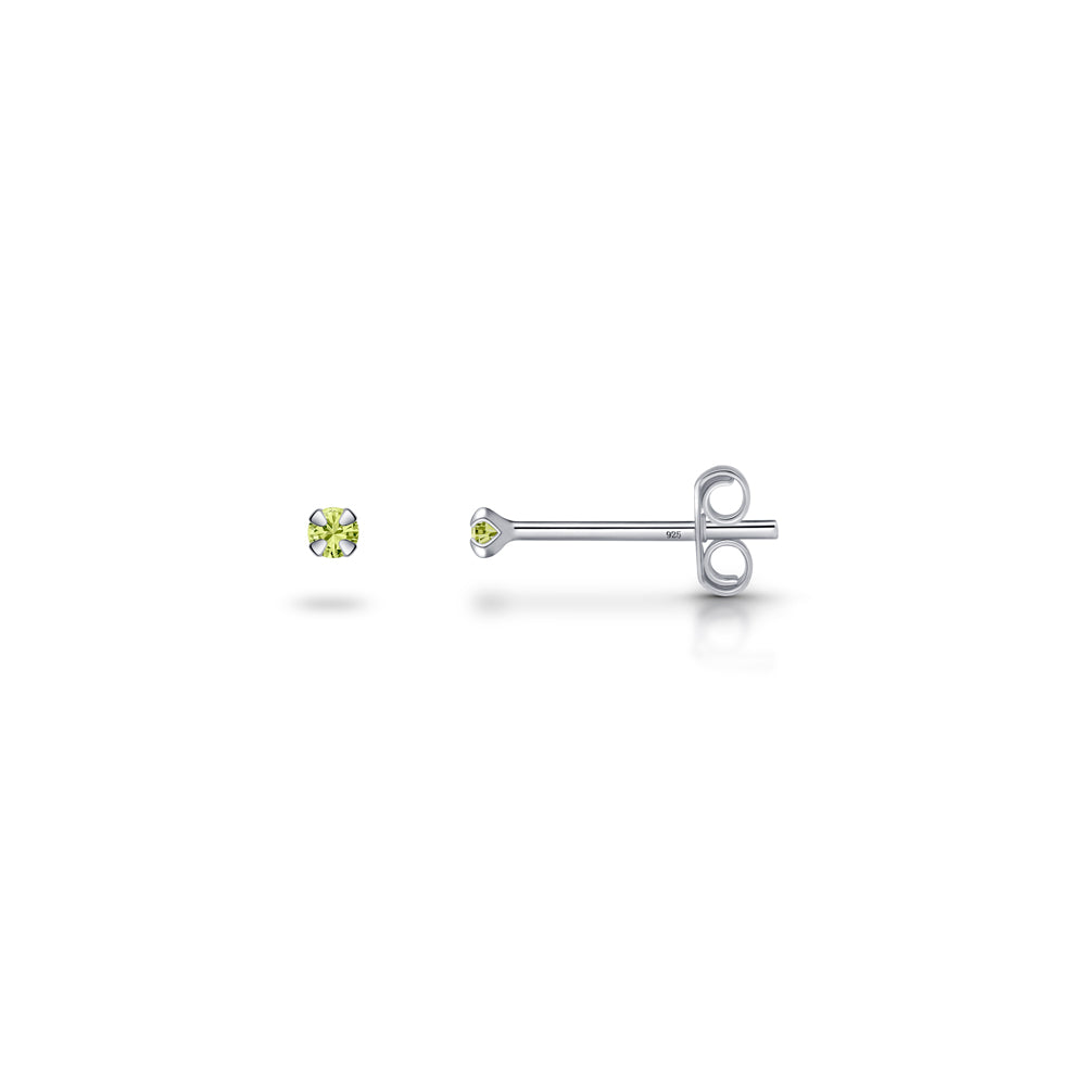 Silver Stud Earrings with August Birthstone