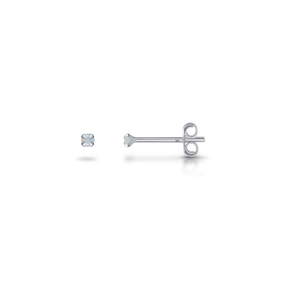 Silver Stud Earrings with June Birthstone