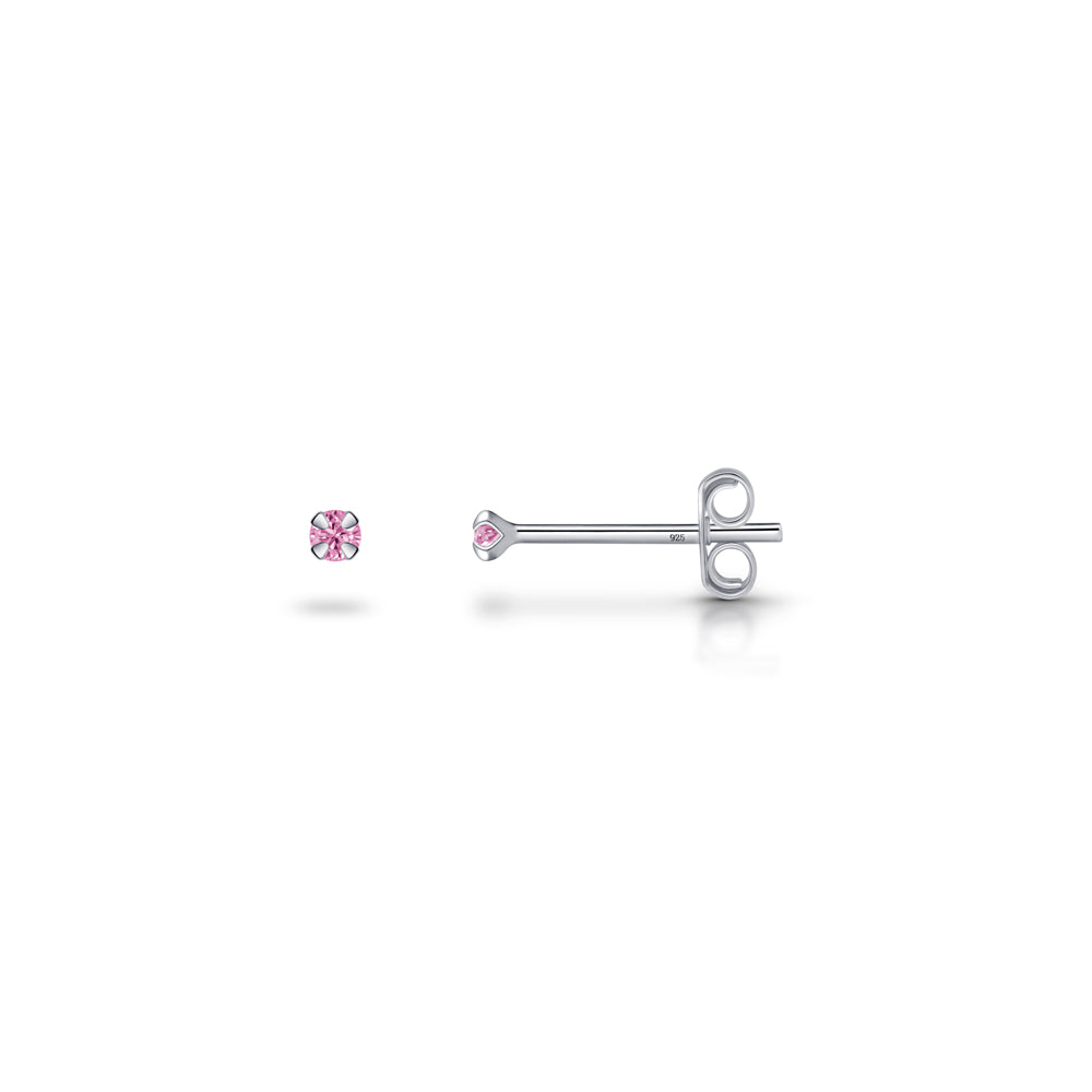 Silver Stud Earrings with October Birthstone