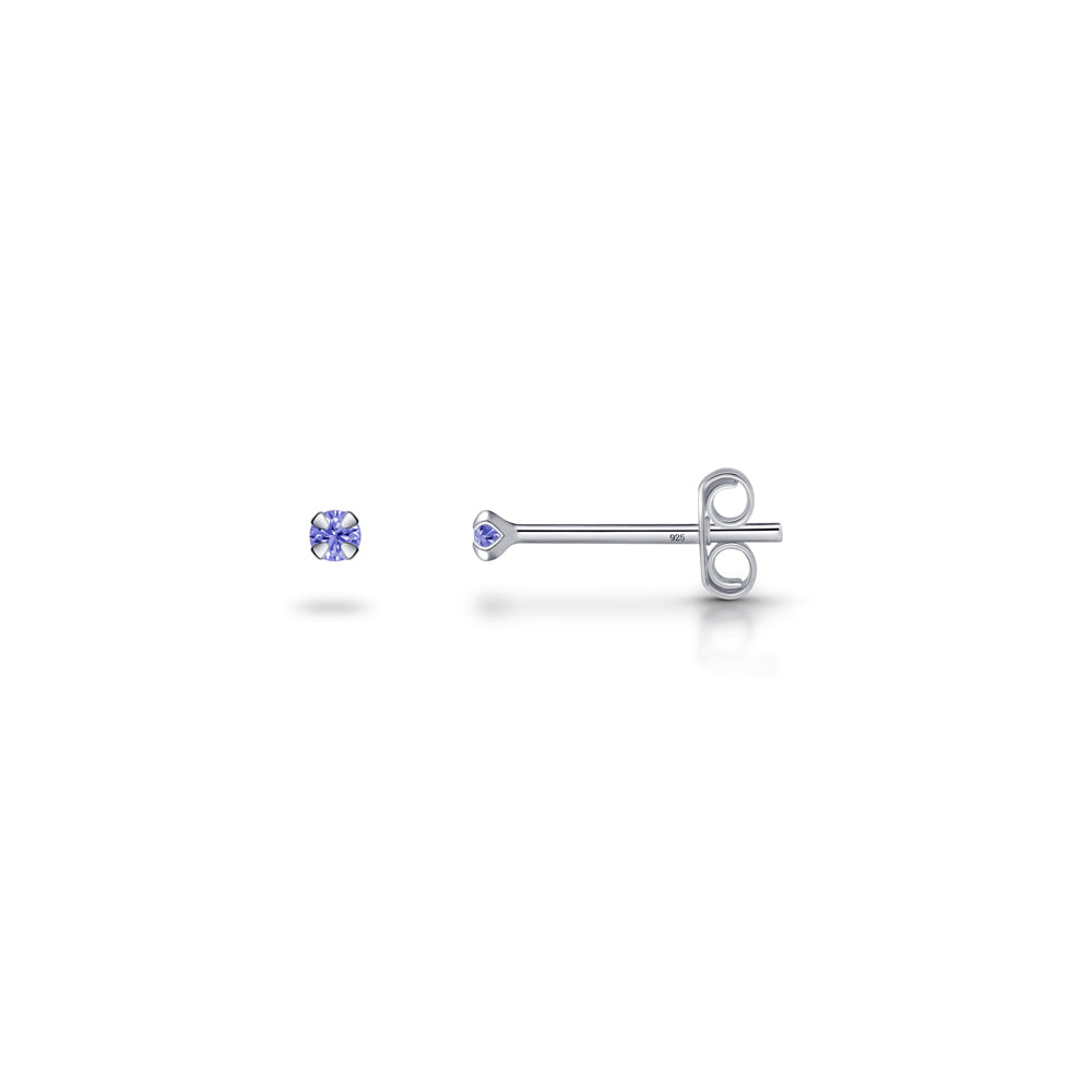 Silver Stud Earrings with December Birthstone