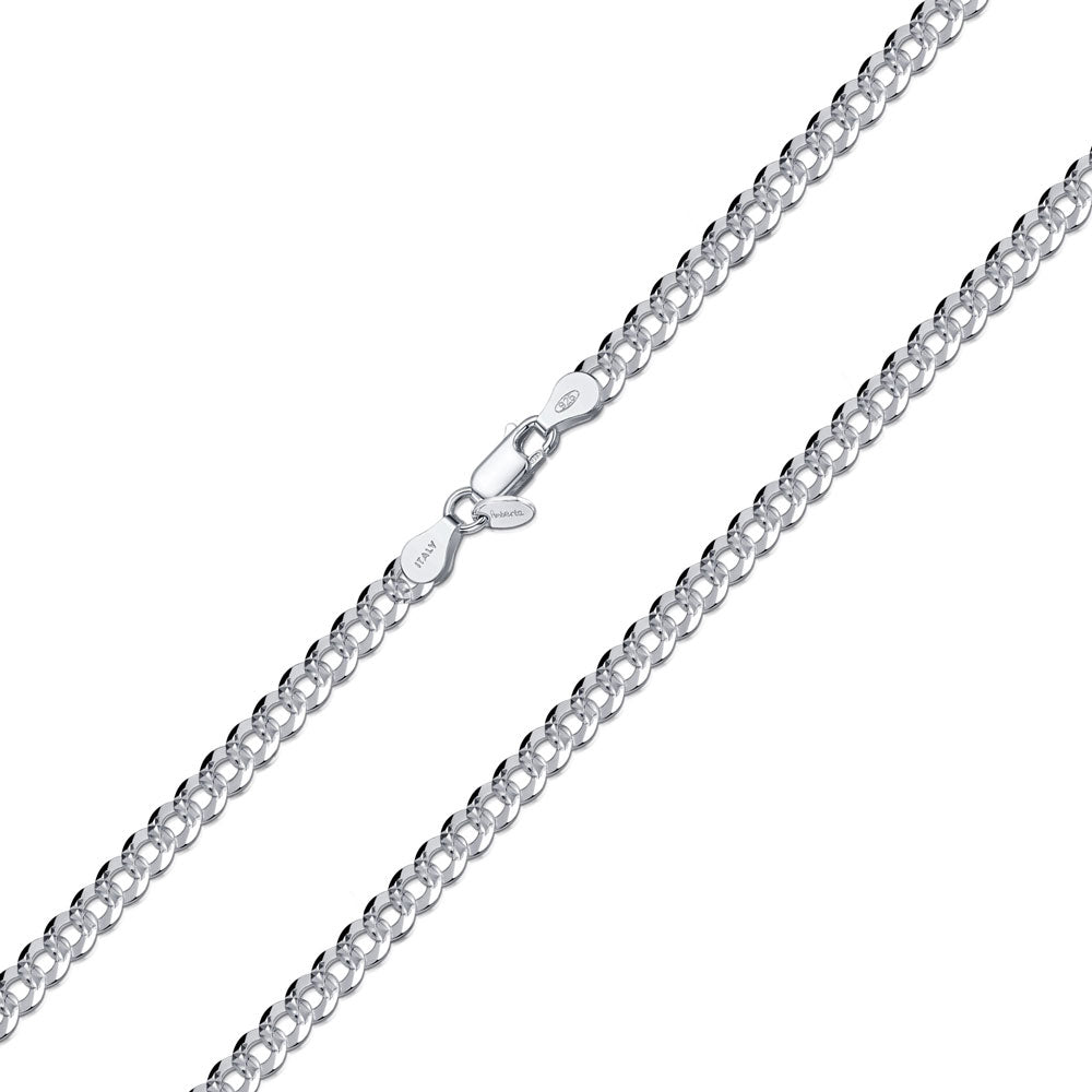 Silver Diamond Cut Thick Curb Chain