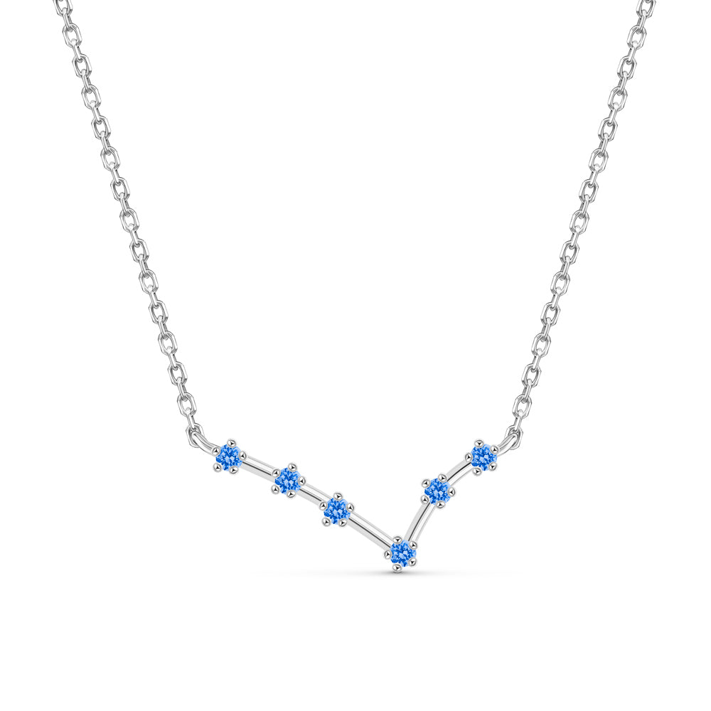 Pisces silver constellation necklace placed against a white background