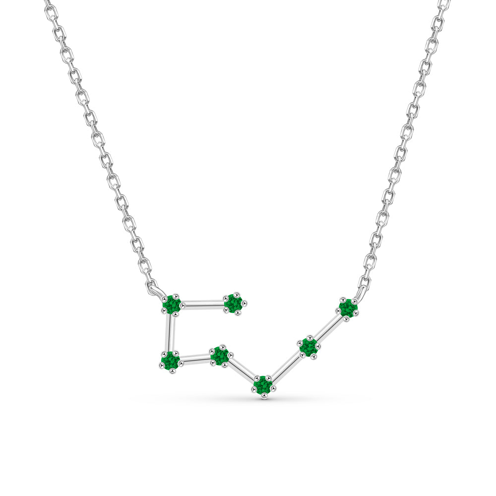 Taurus silver constellation necklace placed against a white background