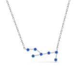 Virgo silver constellation necklace placed against a white background