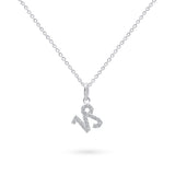 Product image of sterling silver necklace with capricorn zodiac pendant with stones against white background.