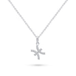 Product image of sterling silver necklace with pisces zodiac pendant with stones against white background.