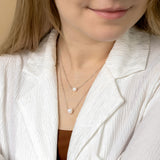 Layered Necklace with Freshwater Pearl Pendant in Sterling Silver Model 2