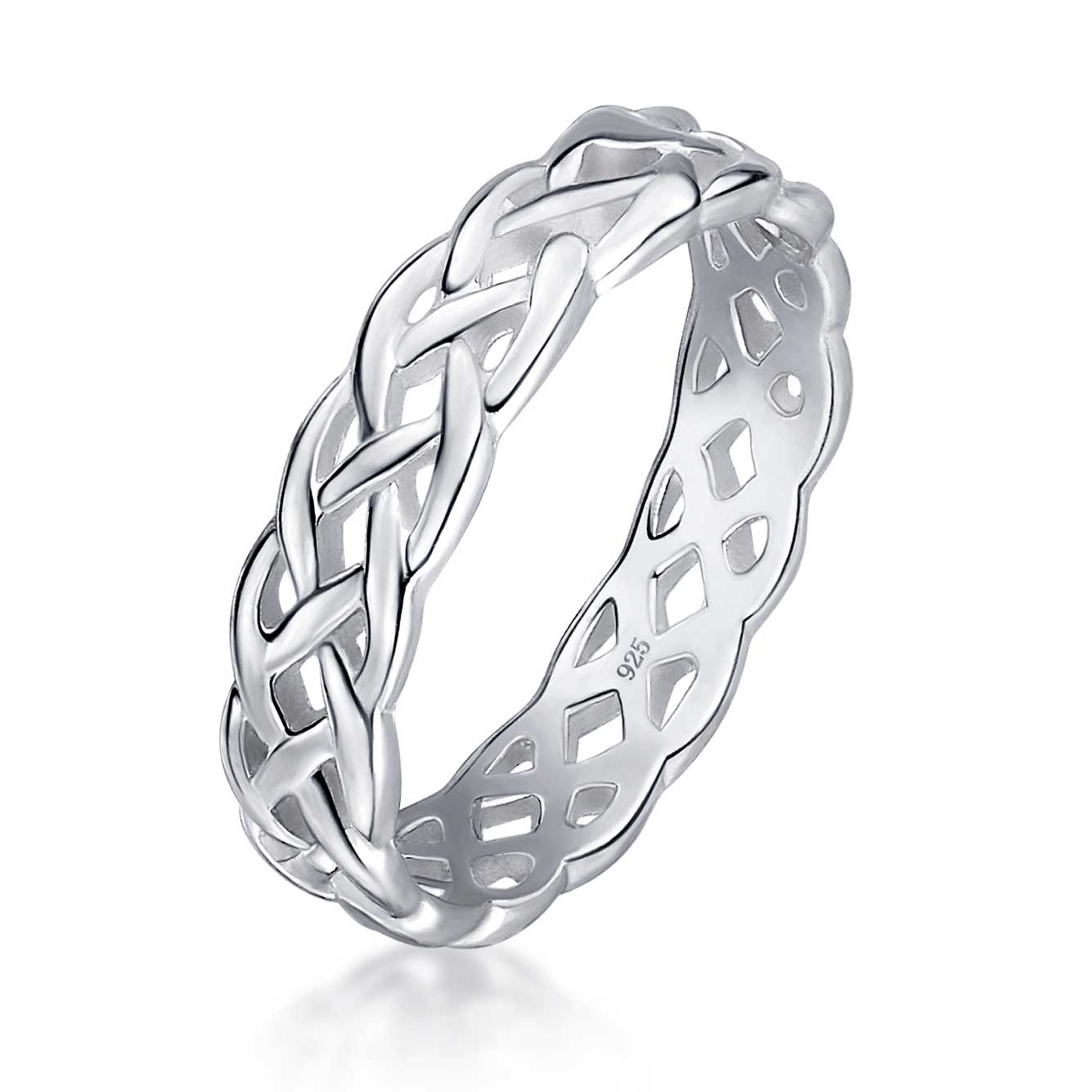 Amberta Silver Celtic Braided Eternity Ring