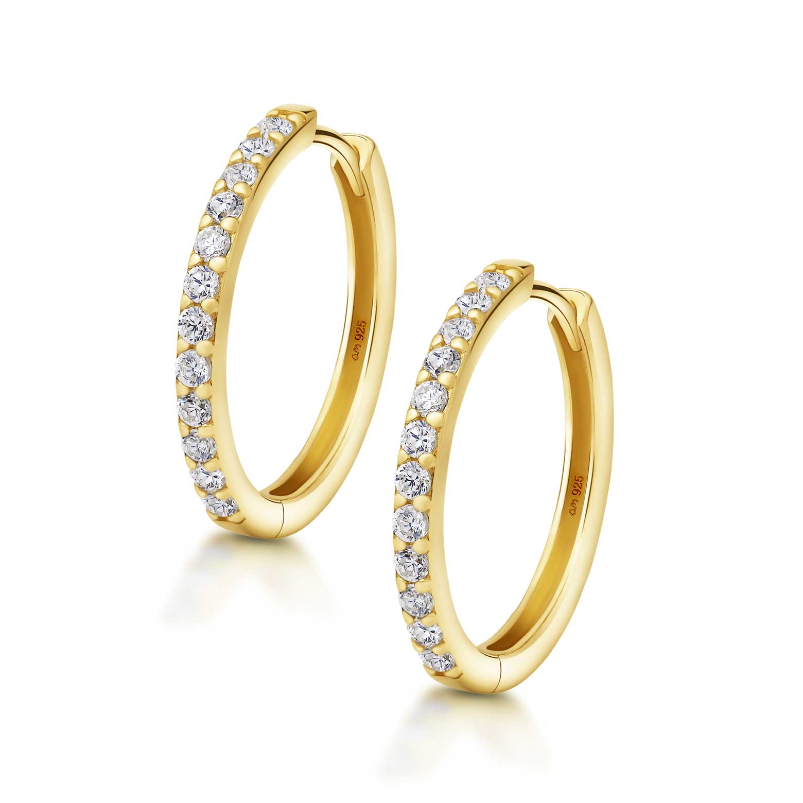 Gold Plated Silver 20.3 mm Zirconia Hoop Earrings