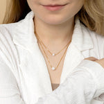 Layered Necklace with Freshwater Pearl Pendant in Gold Plated Sterling Silver Model