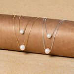 Layered Necklace with Freshwater Pearl Pendant in Gold Plated Sterling Silver Collection