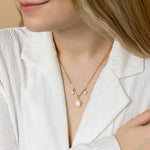 Paperclip Necklace with Freshwater Pearl Pendant in Gold Plated Sterling Silver Model