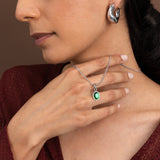 Green Crystal Pendant in Stainless Steel