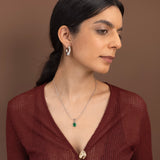 Green Crystal Pendant in Stainless Steel
