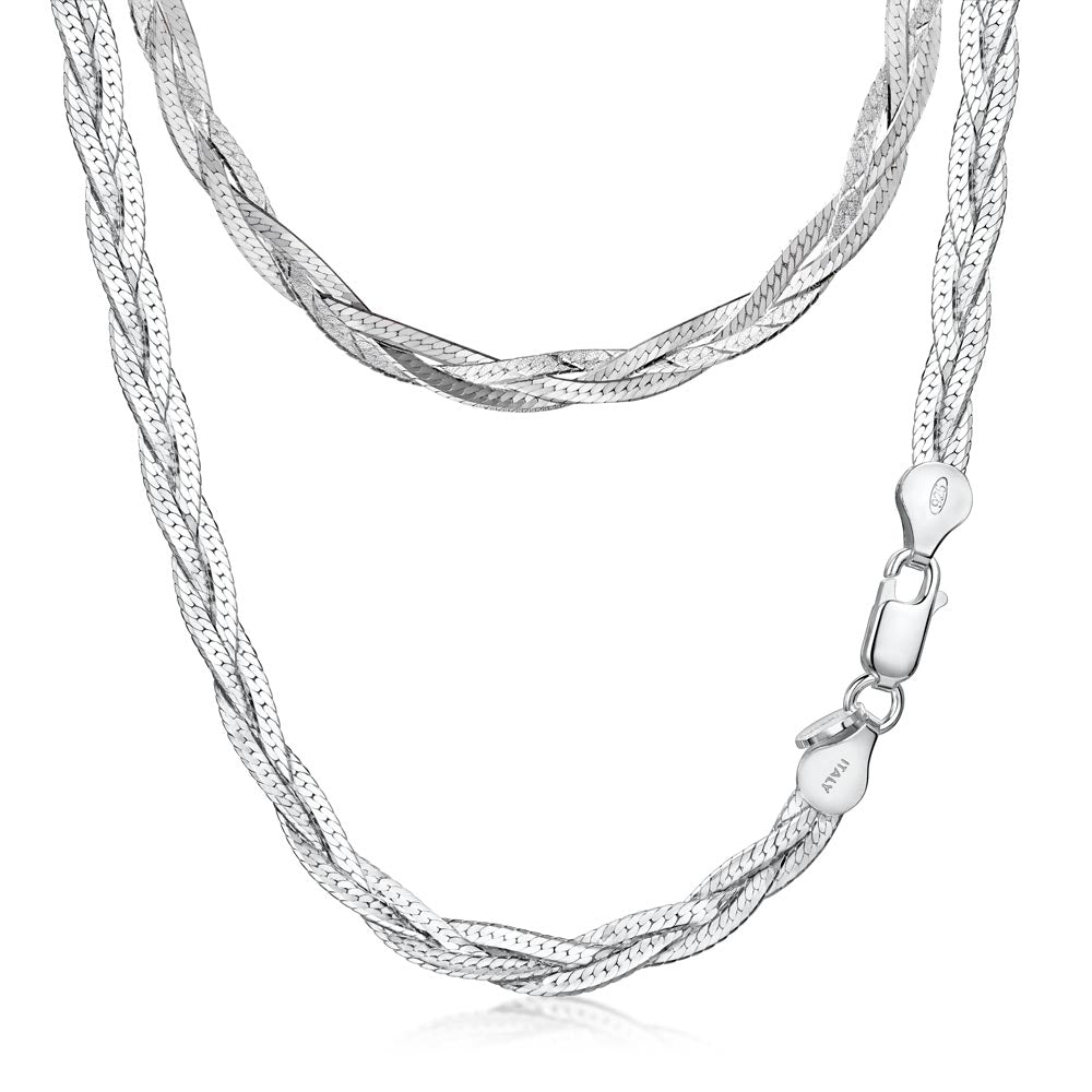 Herringbone Necklace in Silver – Amberta