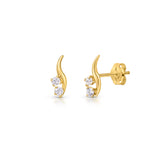 Cubic Zirconia Climber Earrings in 9K Gold