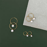 15 mm Pearl Hoop Earrings in 9K Gold