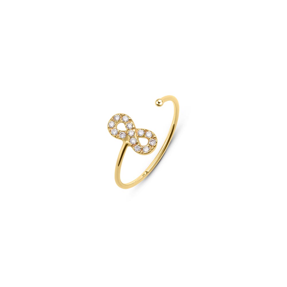 Crystal Infinity Ring in Gold