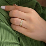 Two Tone Diamond Cut Ring in Gold Hand