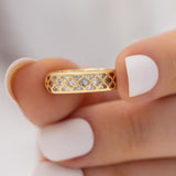 Two Tone Diamond Cut Ring in Gold Hand 2