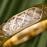 Two Tone Diamond Cut Ring in Gold Close Up