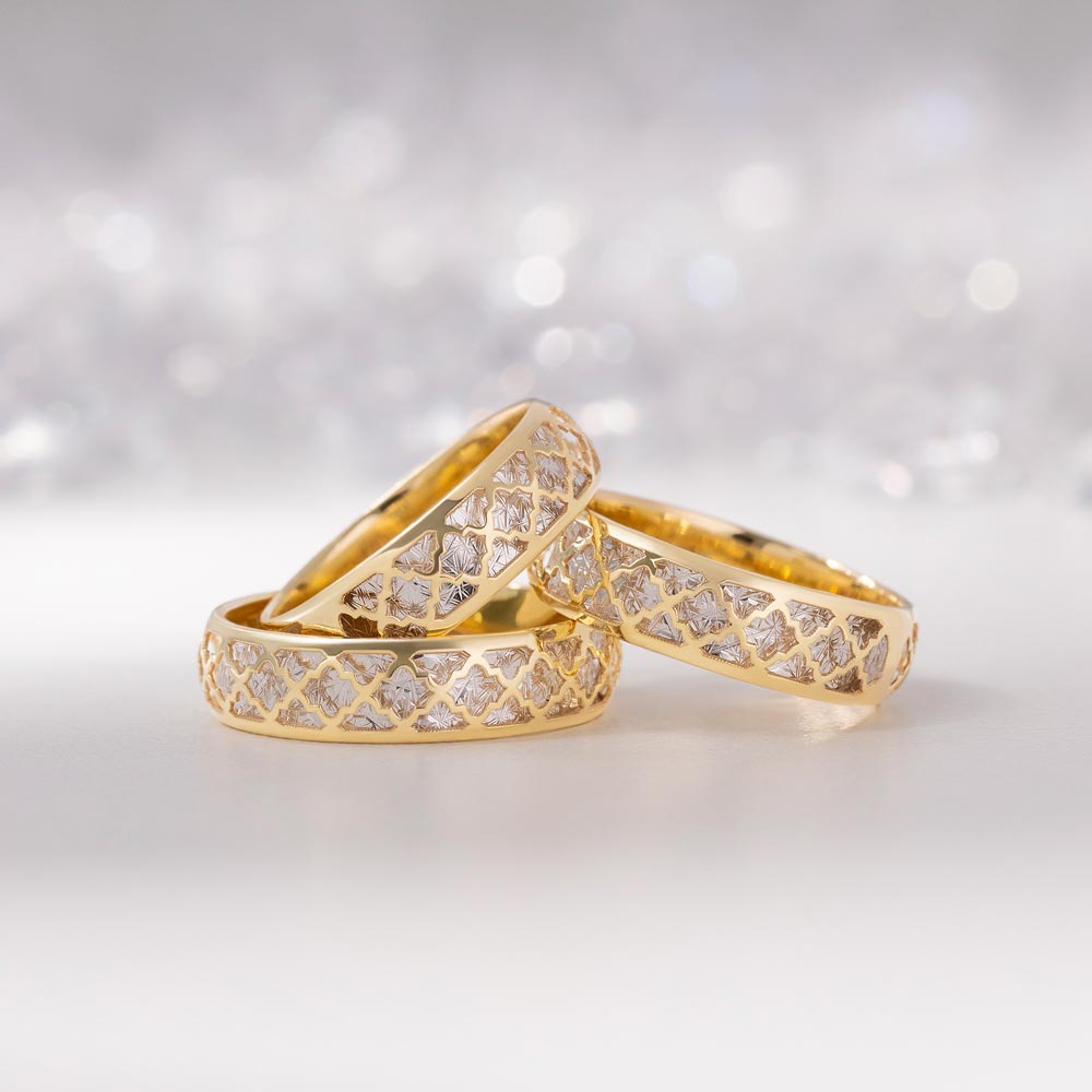 Two Tone Diamond Cut Ring in Gold Collection