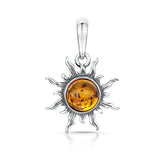 Amber Sun Pendant in Silver