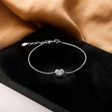 Crystal Heart Charm Bracelet in Silver