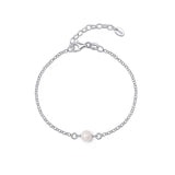 Single Pearl Bracelet in Silver