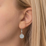 Hammered Coin Drop Earrings in Silver