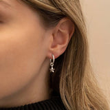 Star Dangle Hoop Earrings in Silver