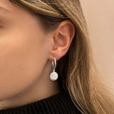 Coin Hoop Earrings in Silver